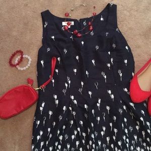Navy Blue & White Tulip Dress
